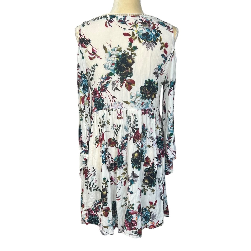 Umgee USA‎ Floral Print Cold Shoulder Long Sleeve Dress - Size M Multicolor - Picture 2 of 11